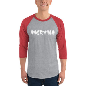 Angrymo 3/4 Sleeve Raglan Shirt - Heather Grey/heather Red / S